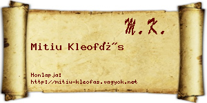 Mitiu Kleofás névjegykártya